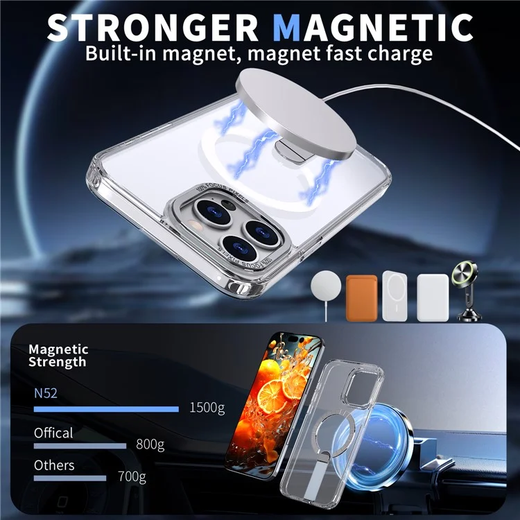 For iPhone 13 Pro Max  /  12 Pro Max Case Compatible with MagSafe Kickstand TPU + Acrylic Phone Cover - Transparent