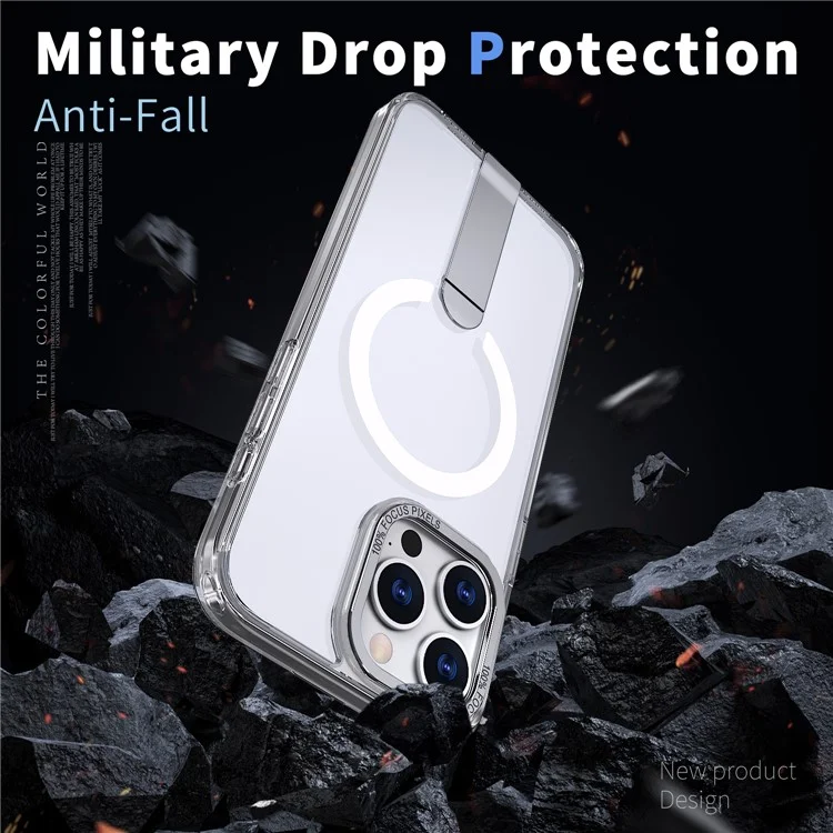 For iPhone 13 Pro Max  /  12 Pro Max Case Compatible with MagSafe Kickstand TPU + Acrylic Phone Cover - Transparent