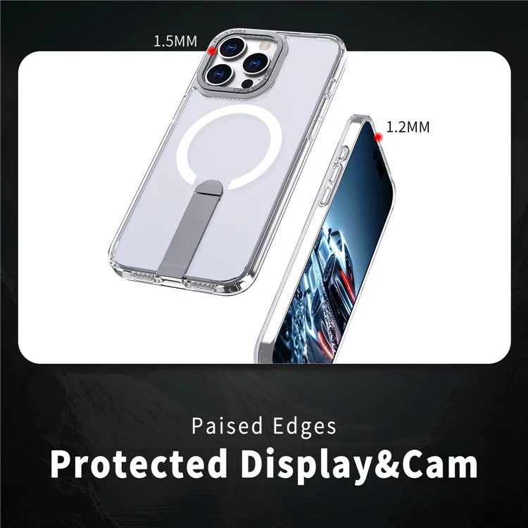 For iPhone 13 Pro Max  /  12 Pro Max Case Compatible with MagSafe Kickstand TPU + Acrylic Phone Cover - Transparent