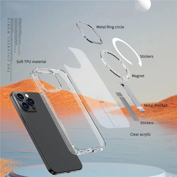 For iPhone 13 Pro Max  /  12 Pro Max Case Compatible with MagSafe Kickstand TPU + Acrylic Phone Cover - Transparent