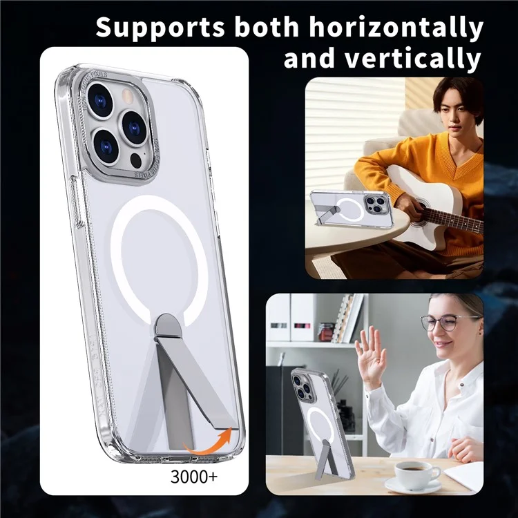 For iPhone 13 Pro Max  /  12 Pro Max Case Compatible with MagSafe Kickstand TPU + Acrylic Phone Cover - Transparent