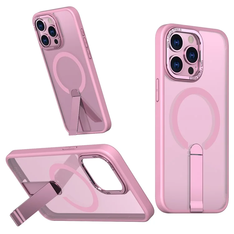 Funda para iPhone 13 Pro Compatible con MagSafe con Soporte Plegable de TPU + Acrílico - Rosa
