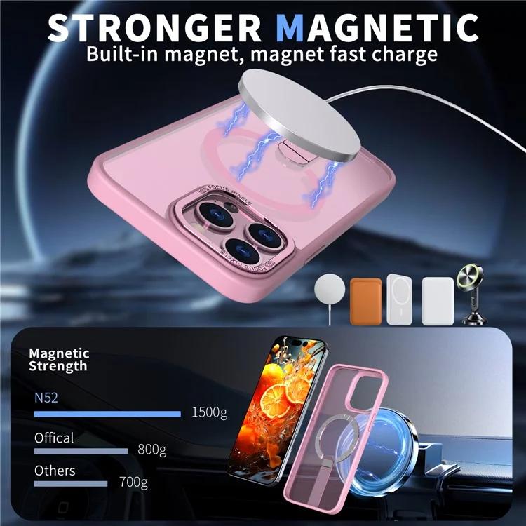 Funda para iPhone 13 Pro Compatible con MagSafe con Soporte Plegable de TPU + Acrílico - Rosa