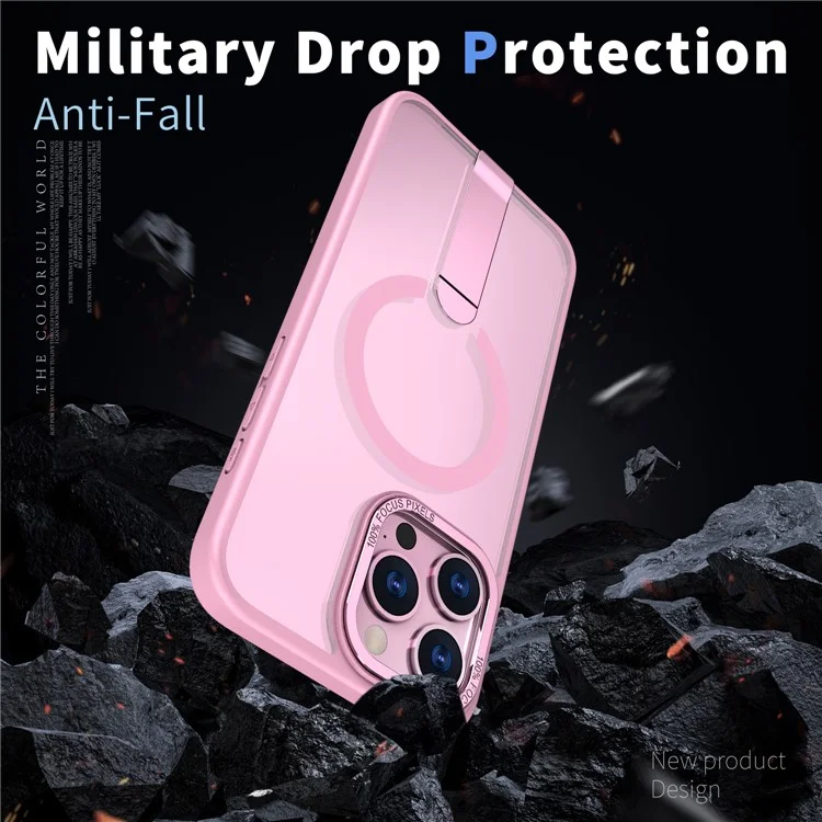 Funda para iPhone 13 Pro Compatible con MagSafe con Soporte Plegable de TPU + Acrílico - Rosa