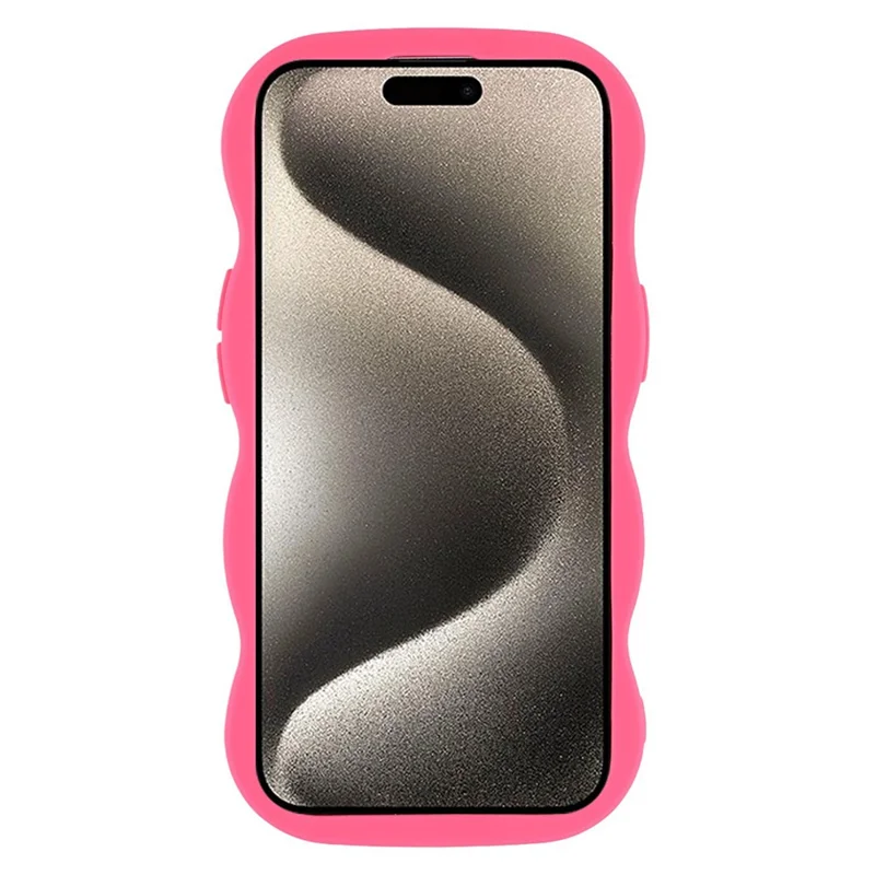 For iPhone 15 Case Compatible with MagSafe TPU + PC Phone Back Cover Skin Touch Wave Shape - Rose