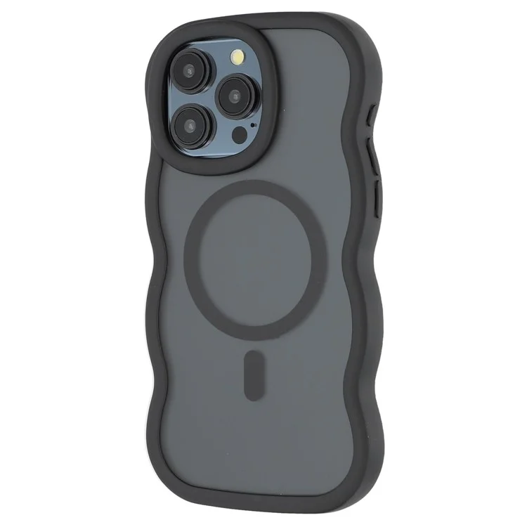 Étui pour iPhone 14 Pro Max compatible avec MagSafe Couverture arrière de téléphone en TPU + PC Forme de vague tactile - Noir