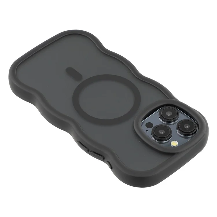 Étui pour iPhone 14 Pro Max compatible avec MagSafe Couverture arrière de téléphone en TPU + PC Forme de vague tactile - Noir