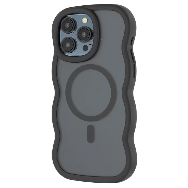 Étui pour iPhone 14 Pro Compatible avec MagSafe TPU + PC Coque Arrière de Téléphone Aspect Peau Vague - Noir