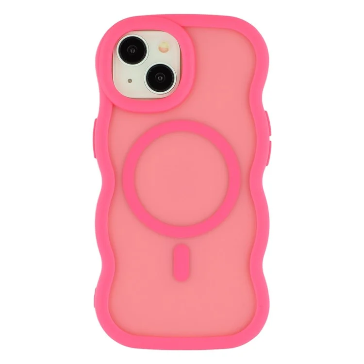 Cover per iPhone 15 Plus / 14 Plus Compatibile con MagSafe, Cover Posteriore Rigida TPU + PC, Forma Ondulata - Rosa