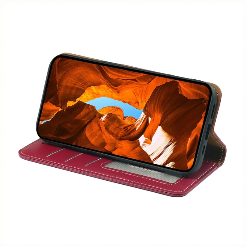 Til Xiaomi Poco M7 Pro 5G Taskælte Med Penneholder Og RFID-beskyttelse I Læder, Stærk Magnetlukning - Rød