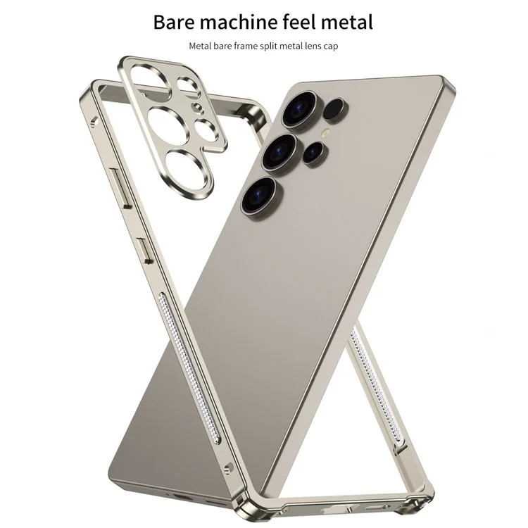 For Samsung Galaxy S23 Ultra Bumper Cases Metal Frame Heat Dissipation Cover with Camera Lens Protector - Black