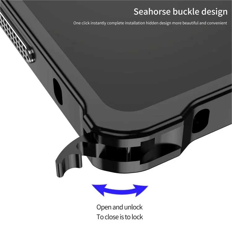 For Samsung Galaxy S23 Ultra Bumper Cases Metal Frame Heat Dissipation Cover with Camera Lens Protector - Black