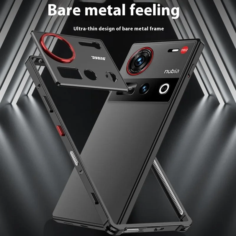For ZTE nubia Z70 Ultra 5G Bumper Cases Metal Frame Heat Dissipation Cover with Camera Lens Protector - Black