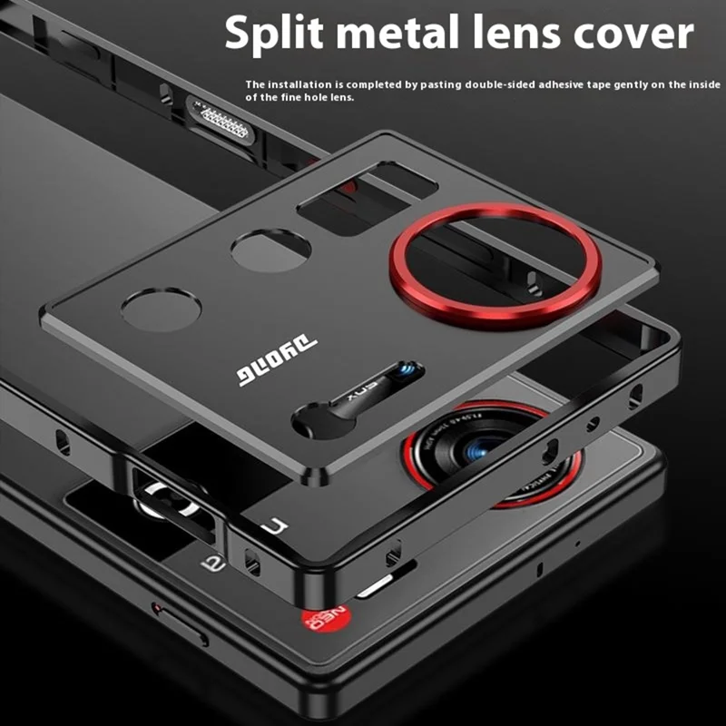 For ZTE nubia Z70 Ultra 5G Bumper Cases Metal Frame Heat Dissipation Cover with Camera Lens Protector - Black