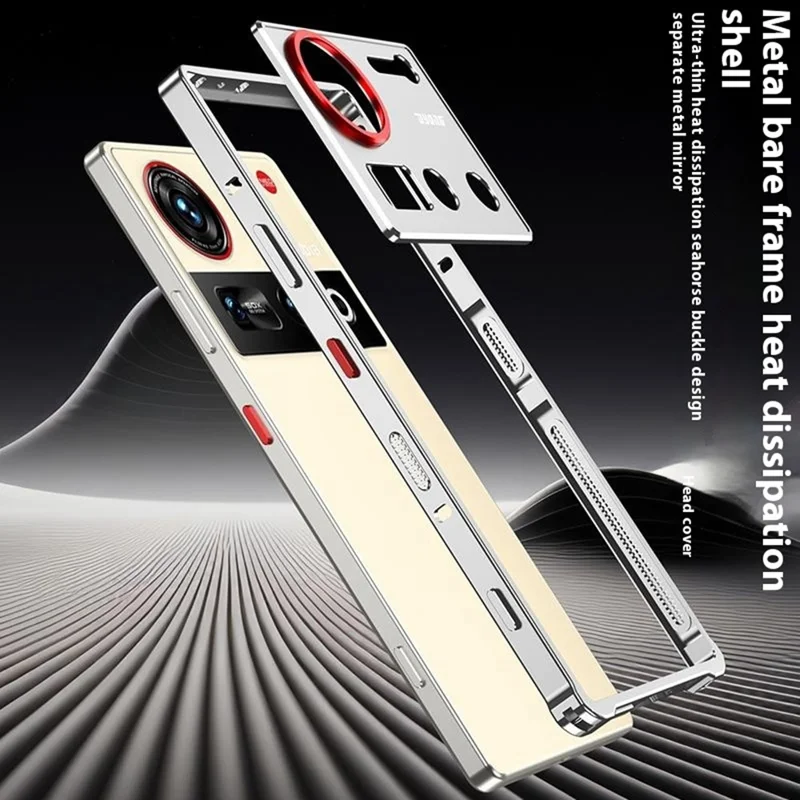 For ZTE nubia Z70 Ultra 5G Bumper Cases Metal Frame Heat Dissipation Cover with Camera Lens Protector - Black