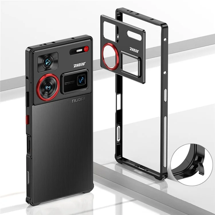 Для ZTE nubia Z60 Ultra Ударопрочные чехлы Металлическая рама Теплоотвод Крышка с защитой объектива камеры - Черный