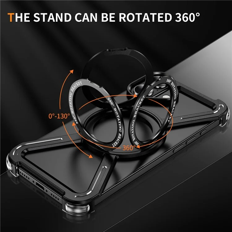 For iPhone 16 Plus Bumper Cases Borderless Metal Frame Cover Compatible with MagSafe Kickstand - Black