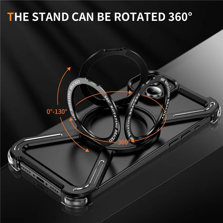 For iPhone 15 Plus  /  14 Plus Bumper Cases Borderless Metal Frame Cover Compatible with MagSafe Kickstand - Black