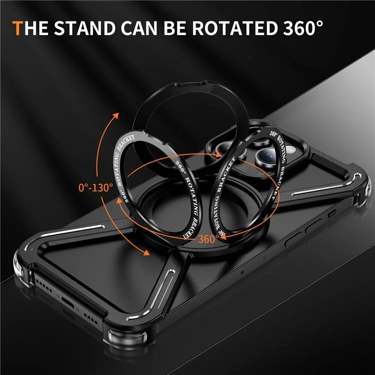 For iPhone 14 Pro Max Bumper Cases Borderless Metal Frame Cover Compatible with MagSafe Kickstand - Black
