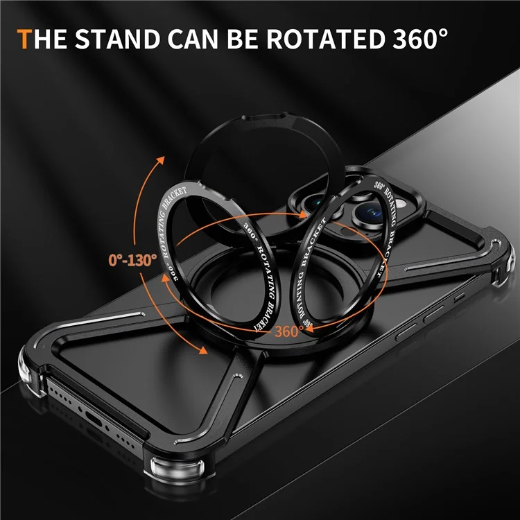 Para iPhone 13 Pro Funda de Parachoques Marco de Metal Sin Bordes Compatible con MagSafe Soporte - Negro