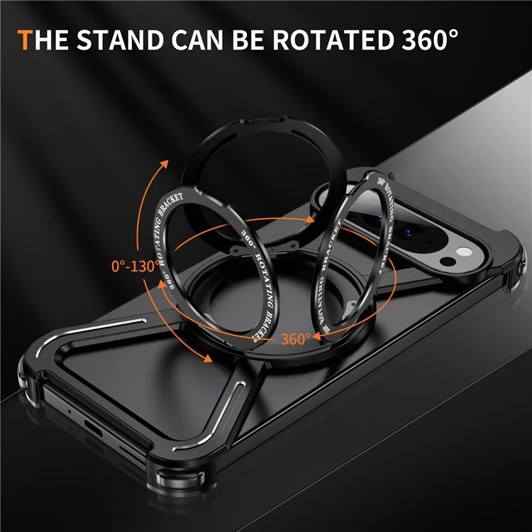 For Google Pixel 9 Pro XL Bumper Cases Borderless Metal Frame Cover Compatible with MagSafe Kickstand - Black