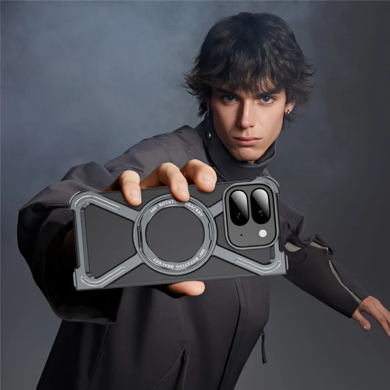 For Google Pixel 9 Pro Fold 5G Bumper Cases Borderless Metal Frame Cover Magnetic Case Kickstand - Grey