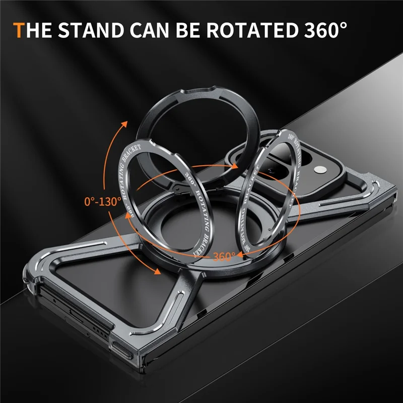 For Google Pixel 9 Pro Fold 5G Bumper Cases Borderless Metal Frame Cover Magnetic Case Kickstand - Grey