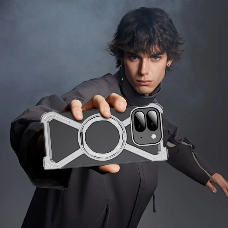 For Google Pixel 9 Pro Fold 5G Bumper Cases Borderless Metal Frame Cover Magnetic Case Kickstand - Silver