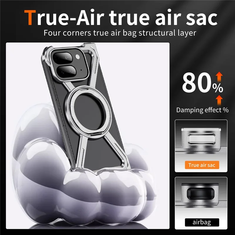 For Google Pixel 9 Pro Fold 5G Bumper Cases Borderless Metal Frame Cover Magnetic Case Kickstand - Silver