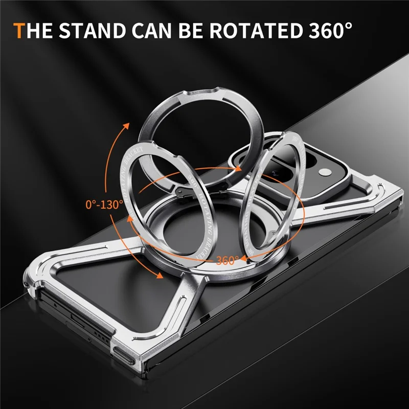 For Google Pixel 9 Pro Fold 5G Bumper Cases Borderless Metal Frame Cover Magnetic Case Kickstand - Silver