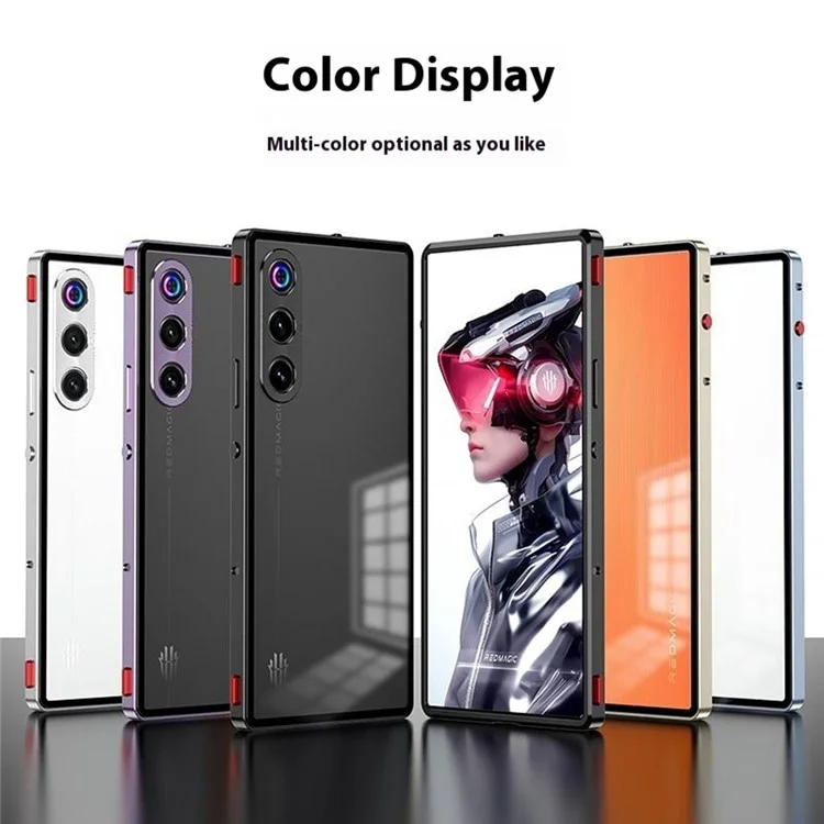 For ZTE nubia Redmagic 10 Air 5G Case Metal Frame Matte PC Back Phone Cover with Snap Button - Black