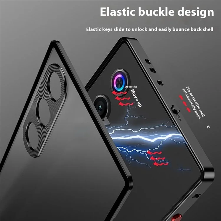 For ZTE nubia Redmagic 10 Air 5G Case Metal Frame Matte PC Back Phone Cover with Snap Button - Black