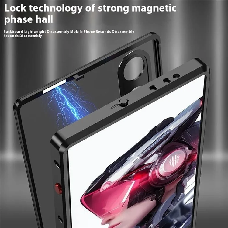 For ZTE nubia Redmagic 10 Air 5G Case Metal Frame Matte PC Back Phone Cover with Snap Button - Black