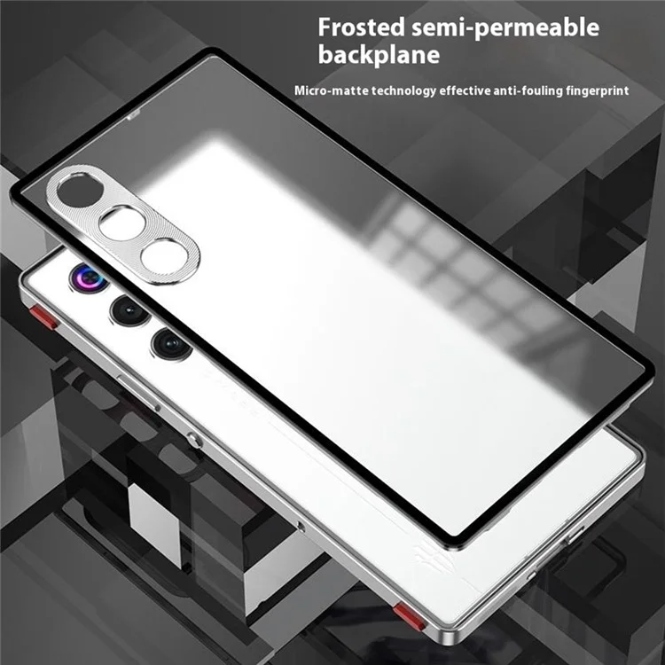 For ZTE nubia Redmagic 10 Air 5G Case Metal Frame Matte PC Back Phone Cover with Snap Button - Black