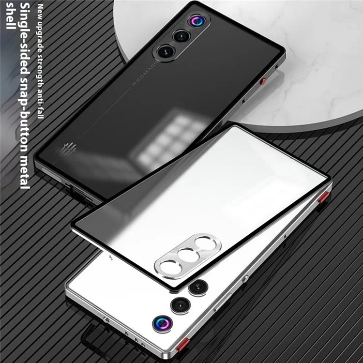 For ZTE nubia Redmagic 10 Air 5G Case Metal Frame Matte PC Back Phone Cover with Snap Button - Black