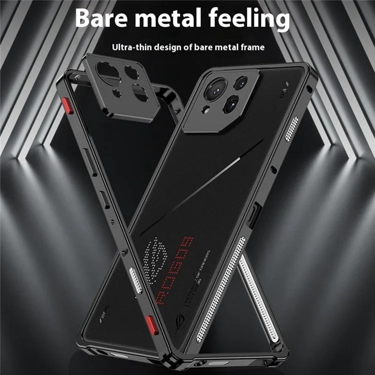 Per Asus ROG Phone 9 Pro 5G / Phone 9 5G Cover Paraurti con Cornice Metallica Dissipazione del Calore e Protezione Obiettivo Fotocamera - Nero