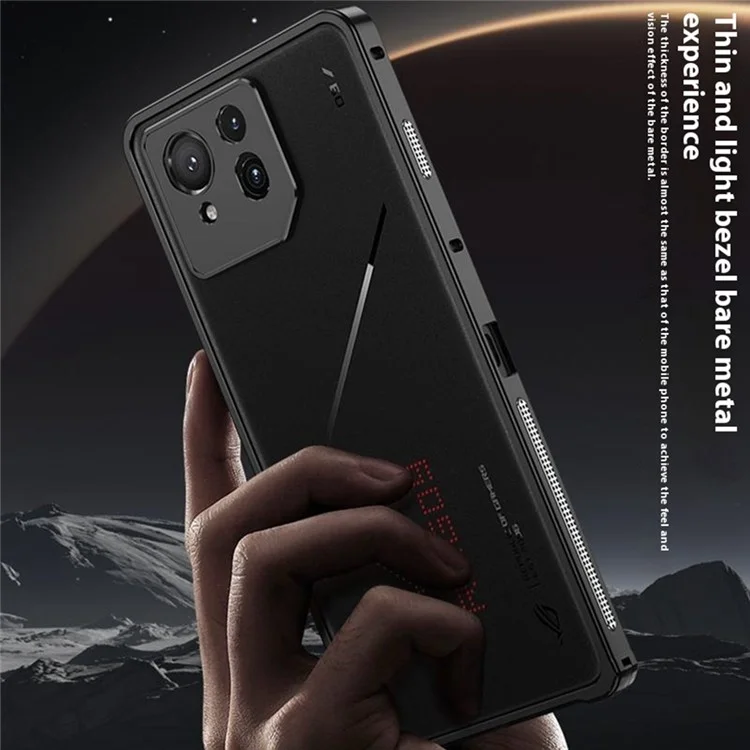 Per Asus ROG Phone 9 Pro 5G / Phone 9 5G Cover Paraurti con Cornice Metallica Dissipazione del Calore e Protezione Obiettivo Fotocamera - Nero