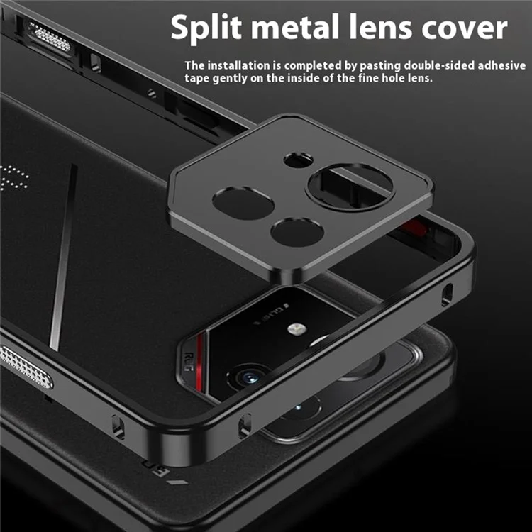 Per Asus ROG Phone 9 Pro 5G / Phone 9 5G Cover Paraurti con Cornice Metallica Dissipazione del Calore e Protezione Obiettivo Fotocamera - Nero