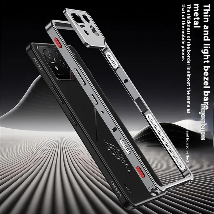 Per Asus ROG Phone 9 Pro 5G / Phone 9 5G Cover Paraurti con Cornice Metallica Dissipazione del Calore e Protezione Obiettivo Fotocamera - Nero
