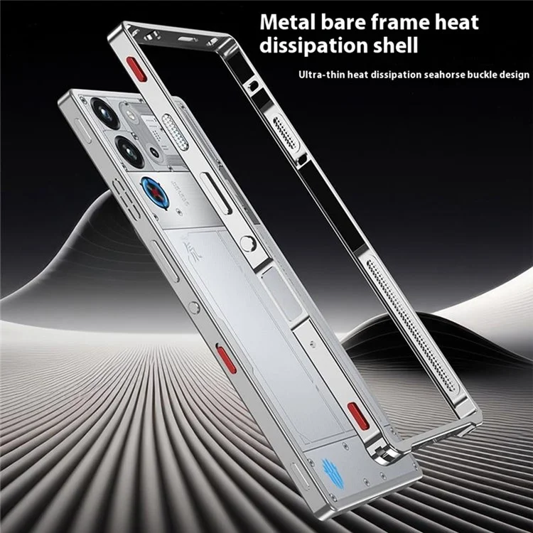 Bumper Cases For ZTE nubia Red Magic 9S Pro+ 5G  /  9S Pro 5G  /  9 Pro+ 5G  /  9 Pro 5G Metal Frame Heat Dissipation Cover with Lens Protector - Black