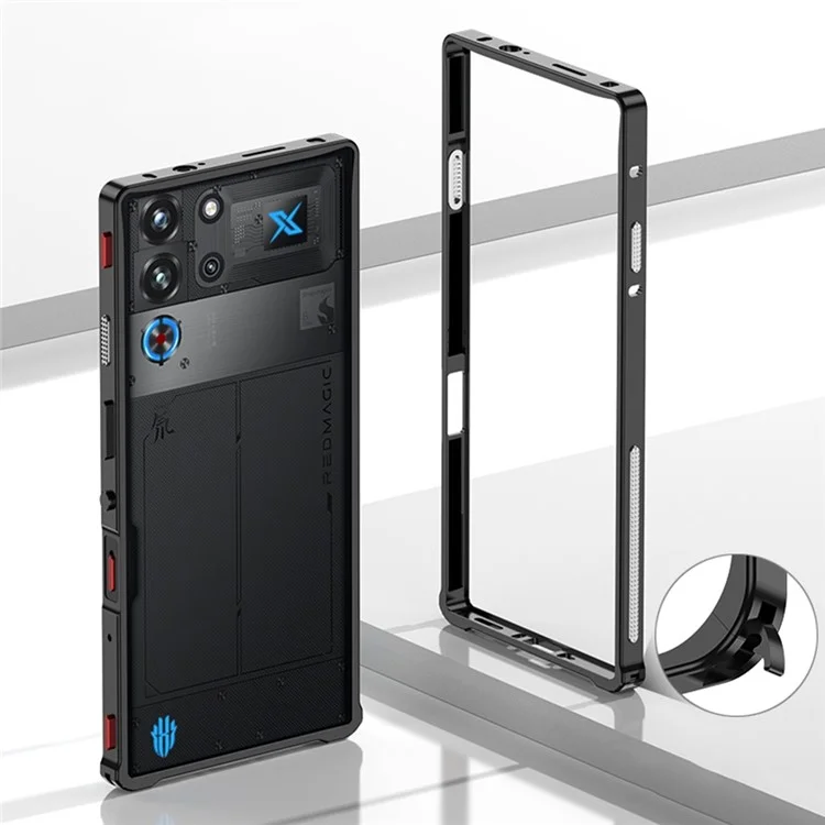 Bumper Cases For ZTE nubia Red Magic 10 Pro+ 5G  /  10 Pro 5G Metal Frame Heat Dissipation Cover with Lens Protector - Black