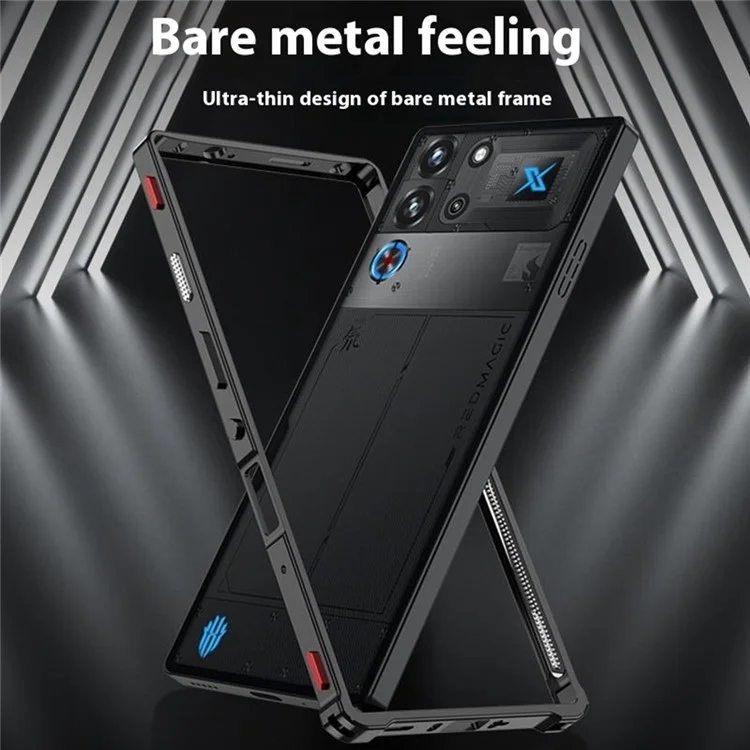 Bumper Cases For ZTE nubia Red Magic 10 Pro+ 5G  /  10 Pro 5G Metal Frame Heat Dissipation Cover with Lens Protector - Black