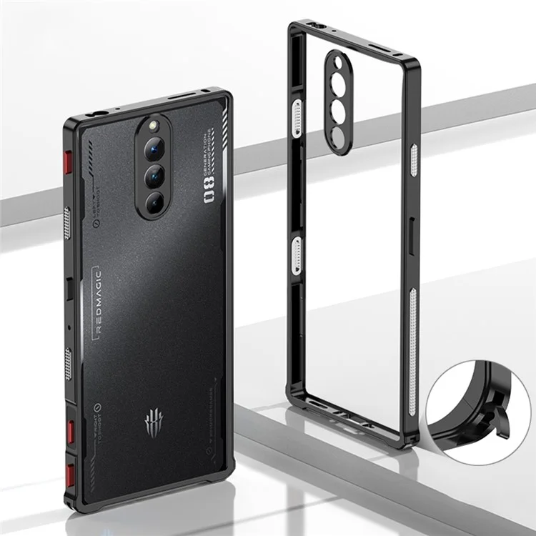 Bumper Cases For ZTE nubia Red Magic 8 Pro+ 5G  /  8 Pro 5G Metal Frame Heat Dissipation Cover with Lens Protector - Black