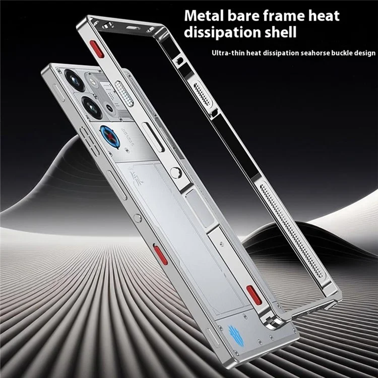 Bumper Cases For ZTE nubia Red Magic 8 Pro+ 5G  /  8 Pro 5G Metal Frame Heat Dissipation Cover with Lens Protector - Black