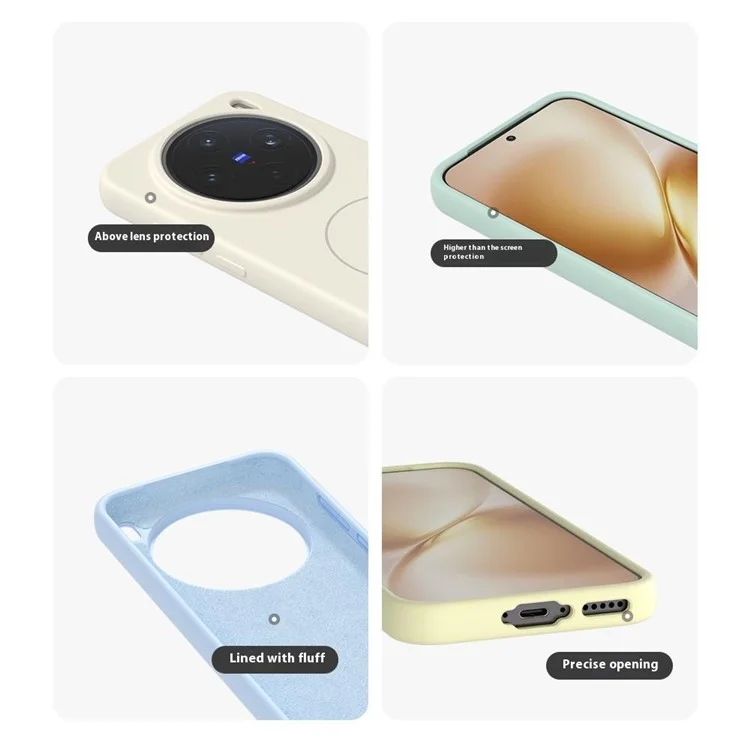 For vivo X200s 5G Liquid Silicone Case Compatible with MagSafe Skin-Touch Phone Cover - White