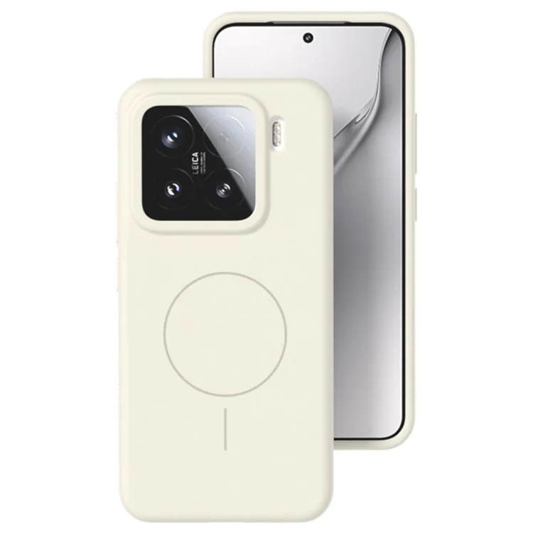 Чехол для Xiaomi 15 Pro из жидкого силикона, совместимый с MagSafe, мягкий на ощупь - Белый