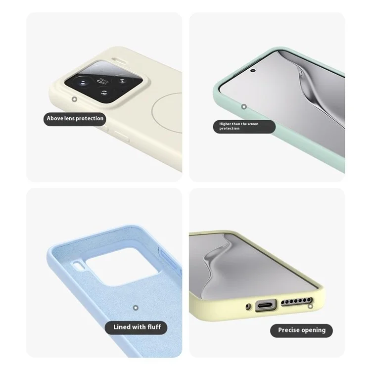 For Xiaomi 15 Liquid Silicone Case Compatible with MagSafe Skin-Touch Phone Cover - White
