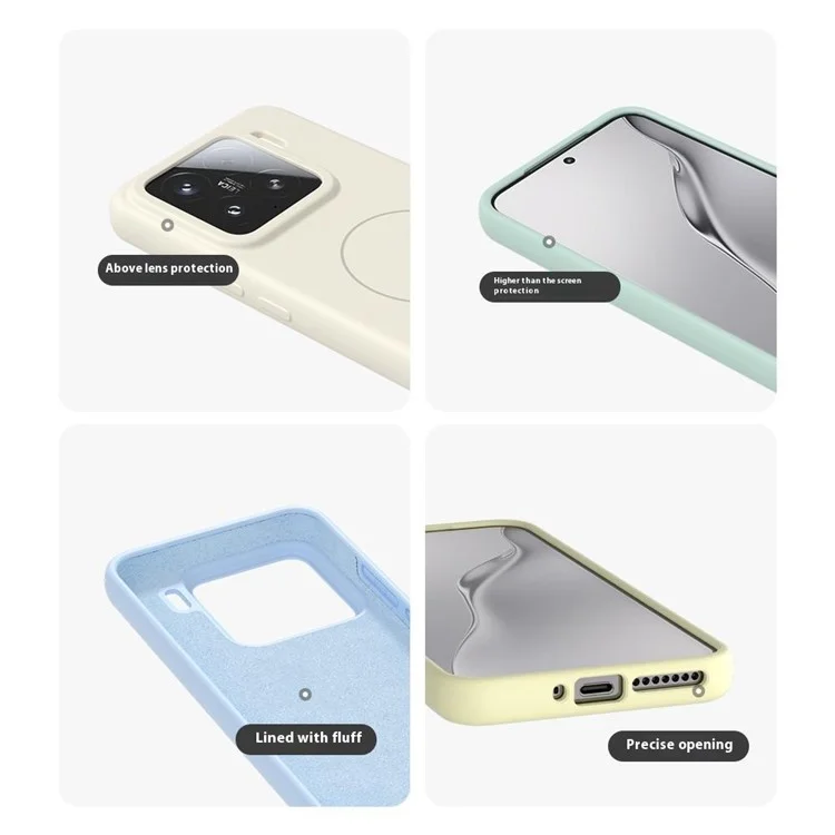 For Xiaomi 14 Liquid Silicone Case Compatible with MagSafe Skin-Touch Phone Cover - White