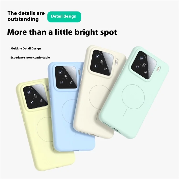 Для Xiaomi 14 Pro Жидкий силиконовый чехол совместимый с MagSafe Кожа-Тач Чехол для телефона - Белый