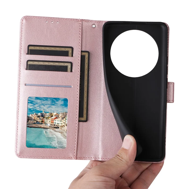 Funda tipo cartera con soporte y vista para Realme 13+ 5G / 13 Pro 5G (China) - Cuero PU - Color Rosa Dorado